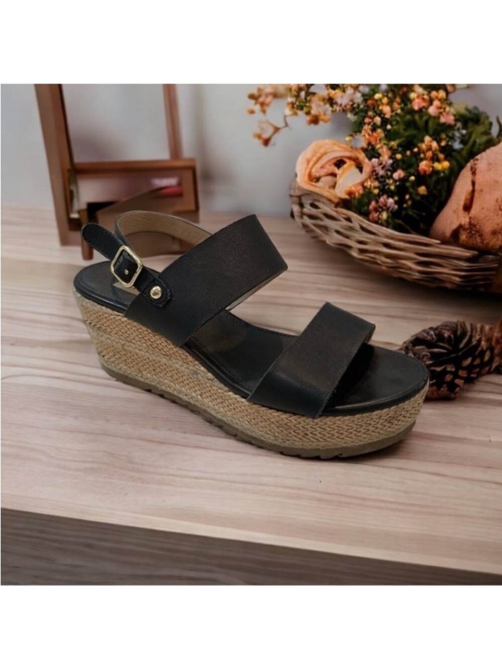 Steve Madden Waria Women’s Size 6.5M Black Wedge Espadrille Shoes